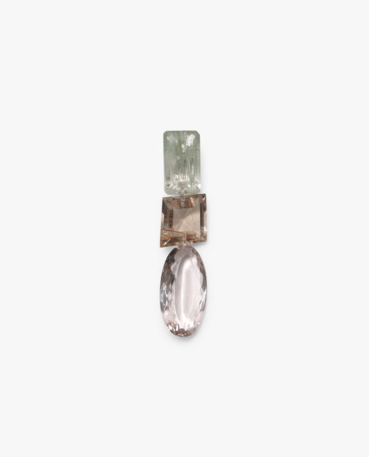 one-piece earring: amethyst, rutilated quartz