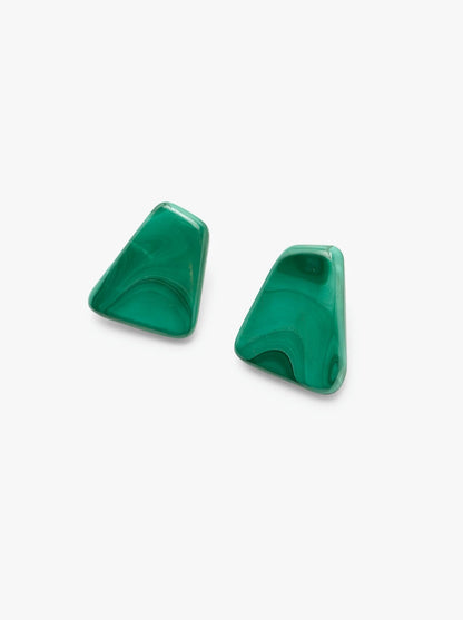 Earclips: malachite