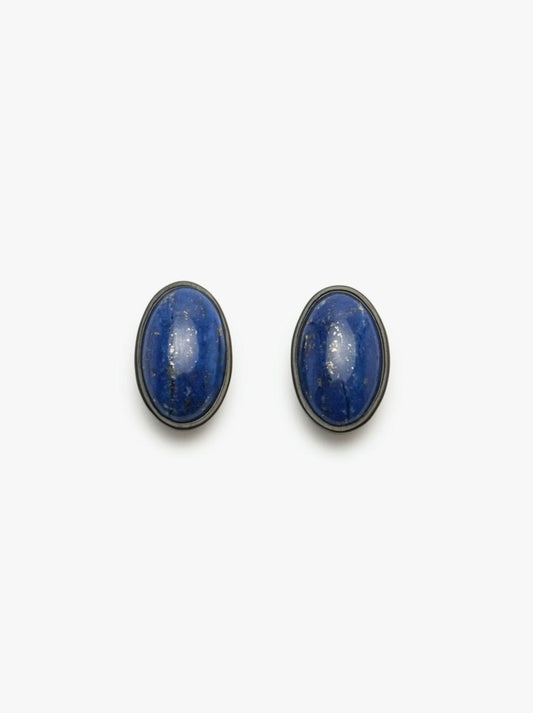 Earclips: lapis lazuli, ebony