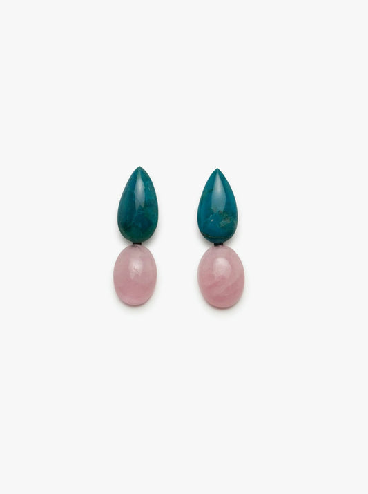 Earring: rose quartz, chrysocolla