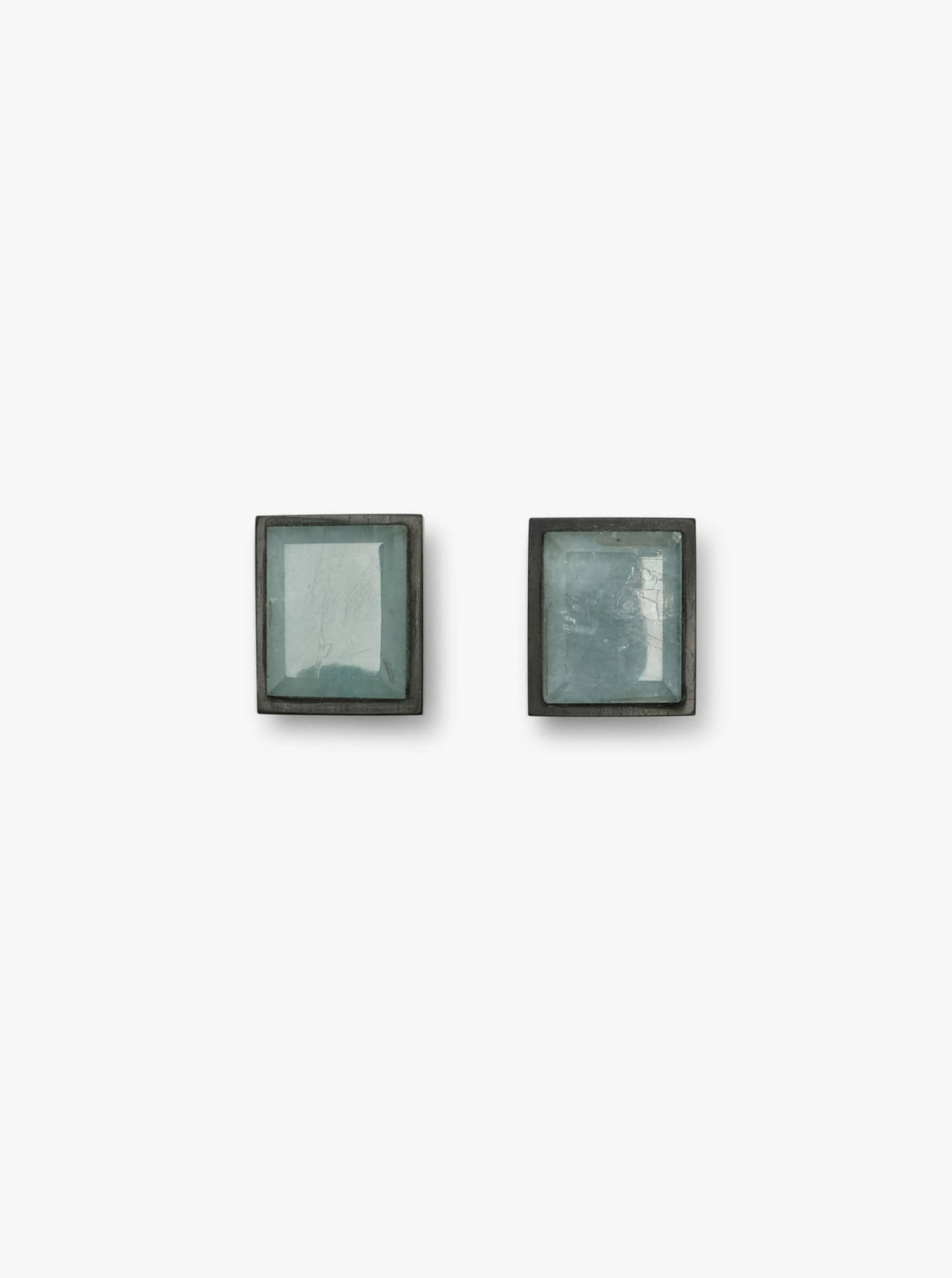 Earclips: aquamarine, ebony