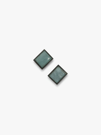 Earclips: aquamarine, ebony