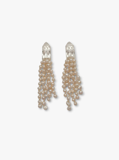Earclips: mountain crystal, freshwater pearls