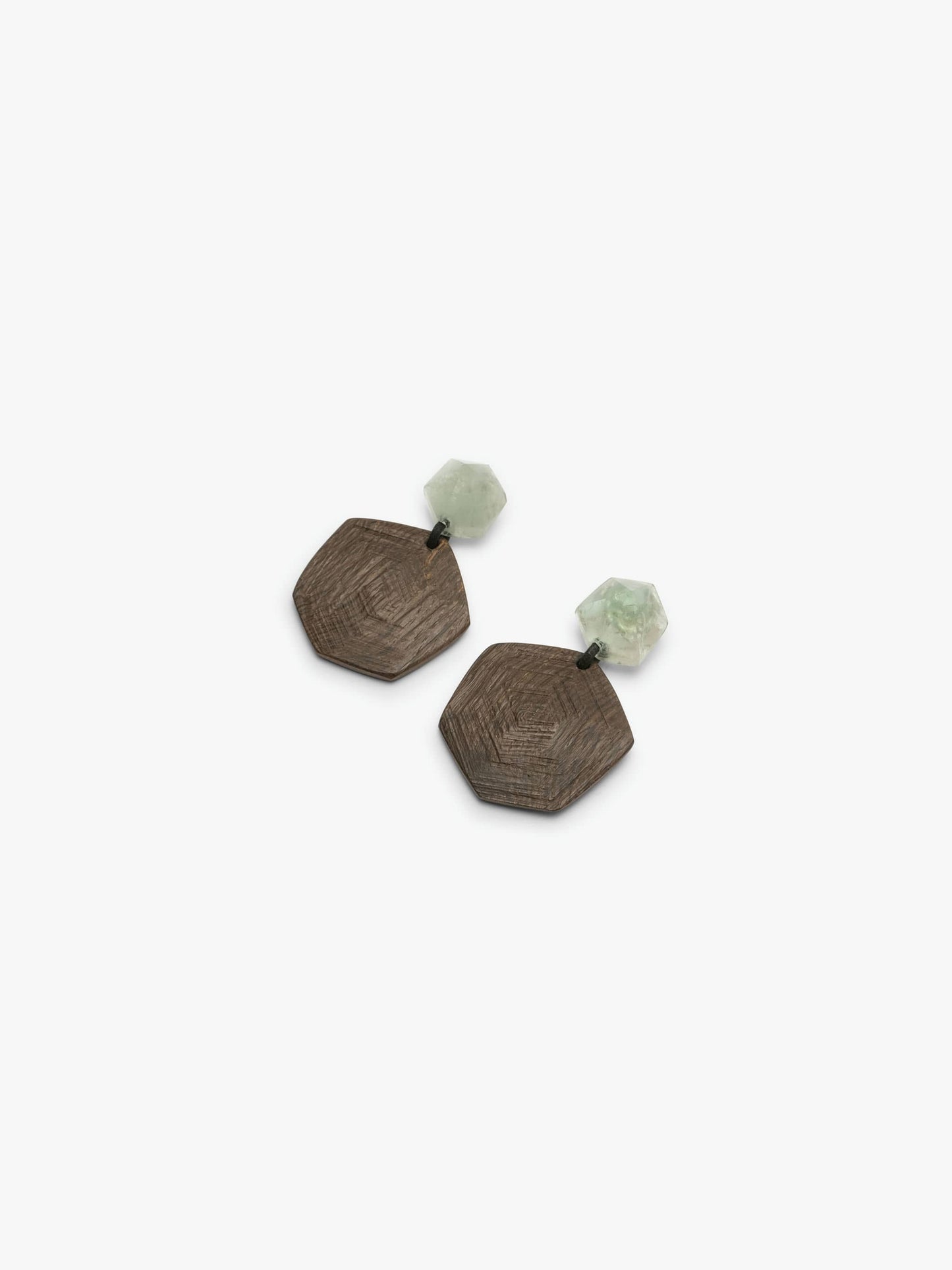 Stud earrings: flourite, bog oak