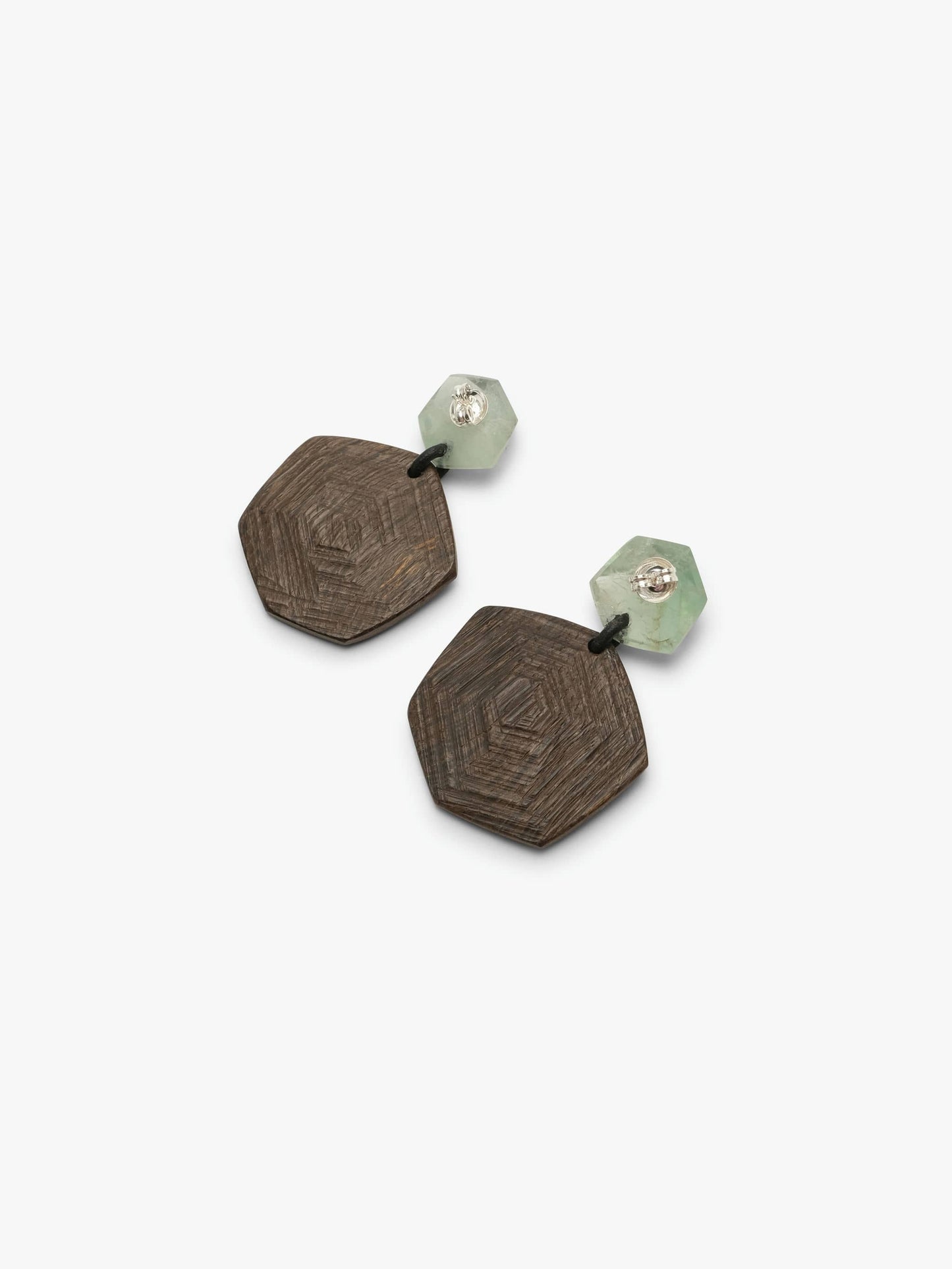 Stud earrings: flourite, bog oak