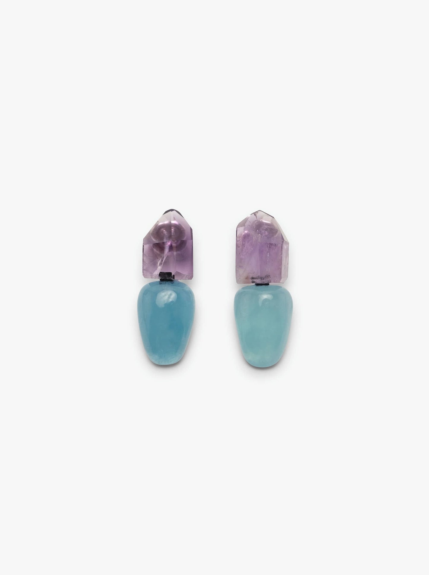 Stud earrings: amethyst, aquamarine