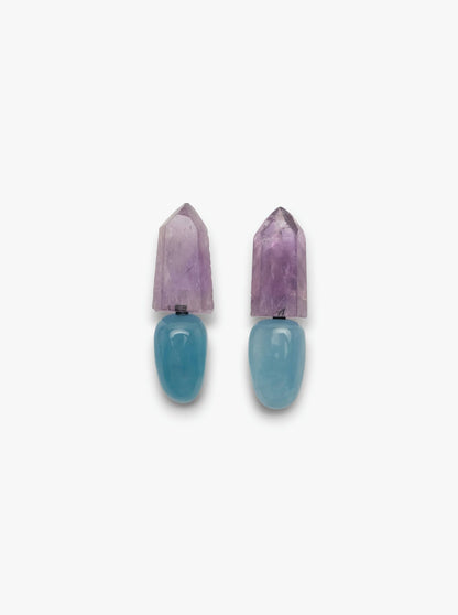 Earclips: amethyst, aquamarine