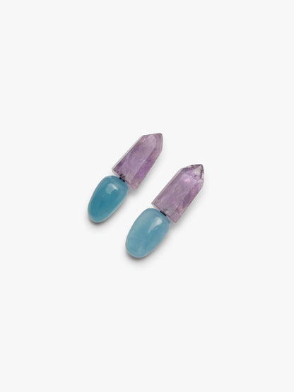 Earclips: amethyst, aquamarine