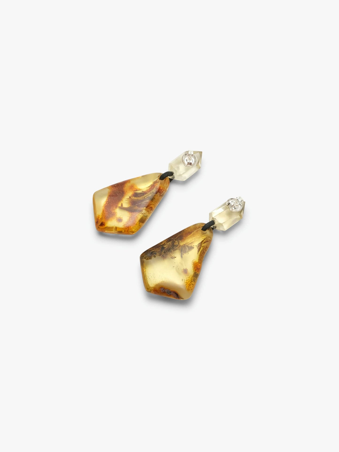 Stud earrings: citrine, amber