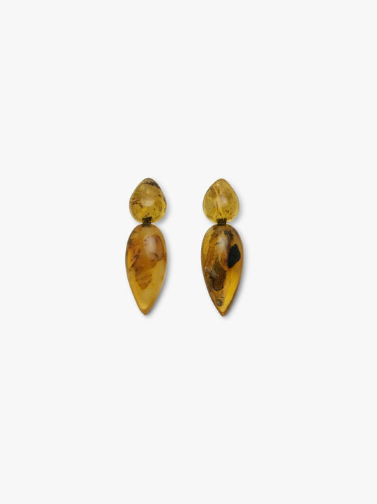 Stud earrings: amber