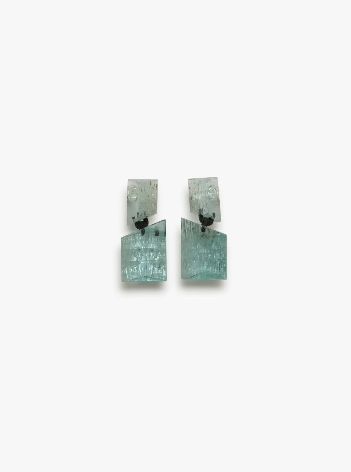 Earring: aquamarine, leather