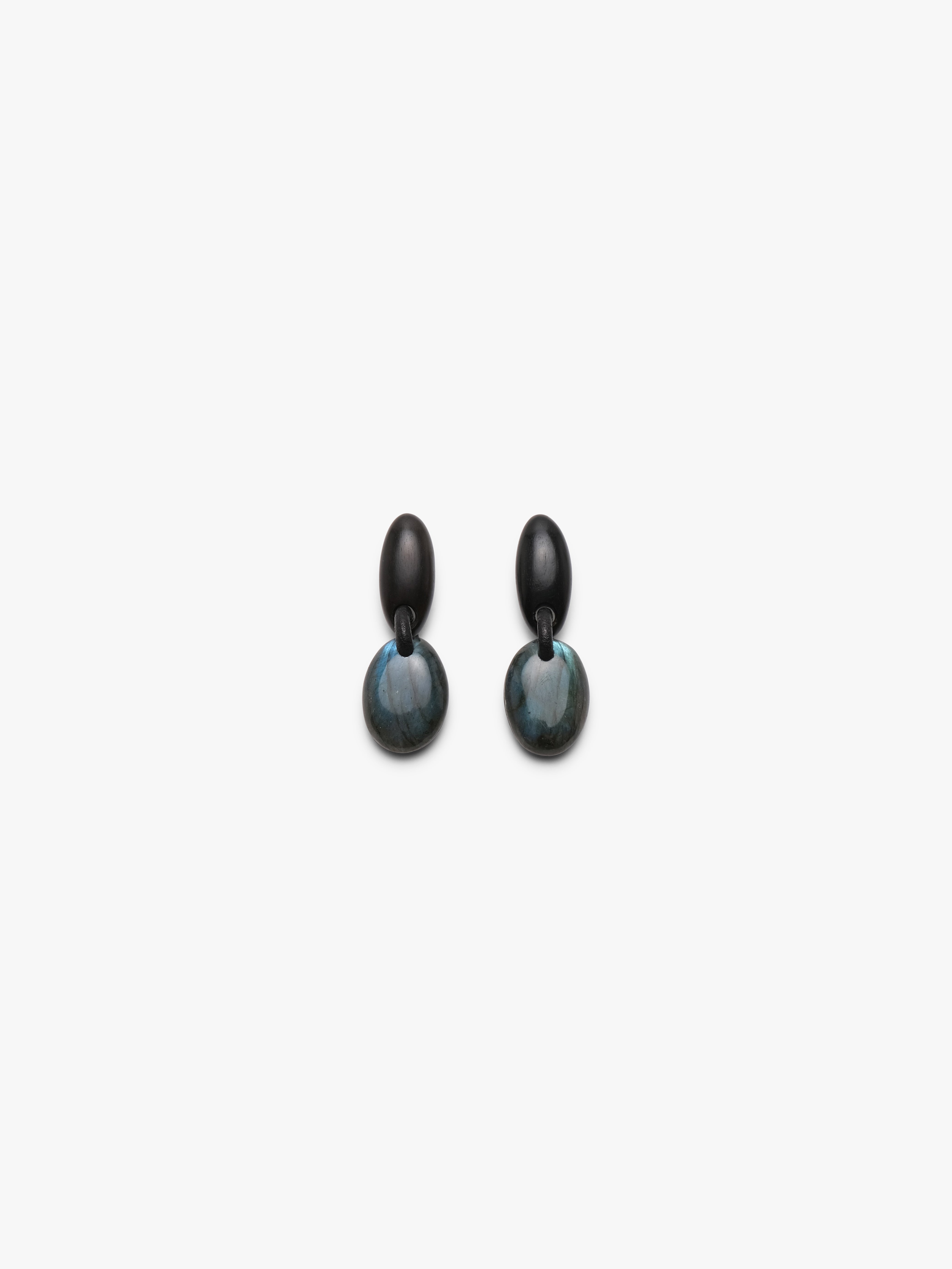 Earrings: ebony, labradorite