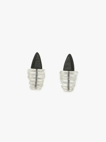 Earring: mountain crystal, ebony