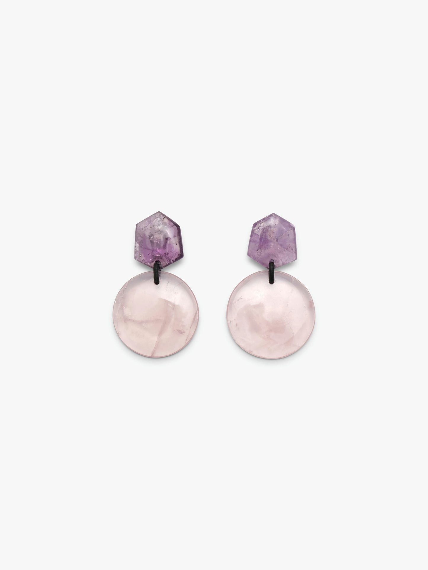 Earring: rose quartz, amethyst