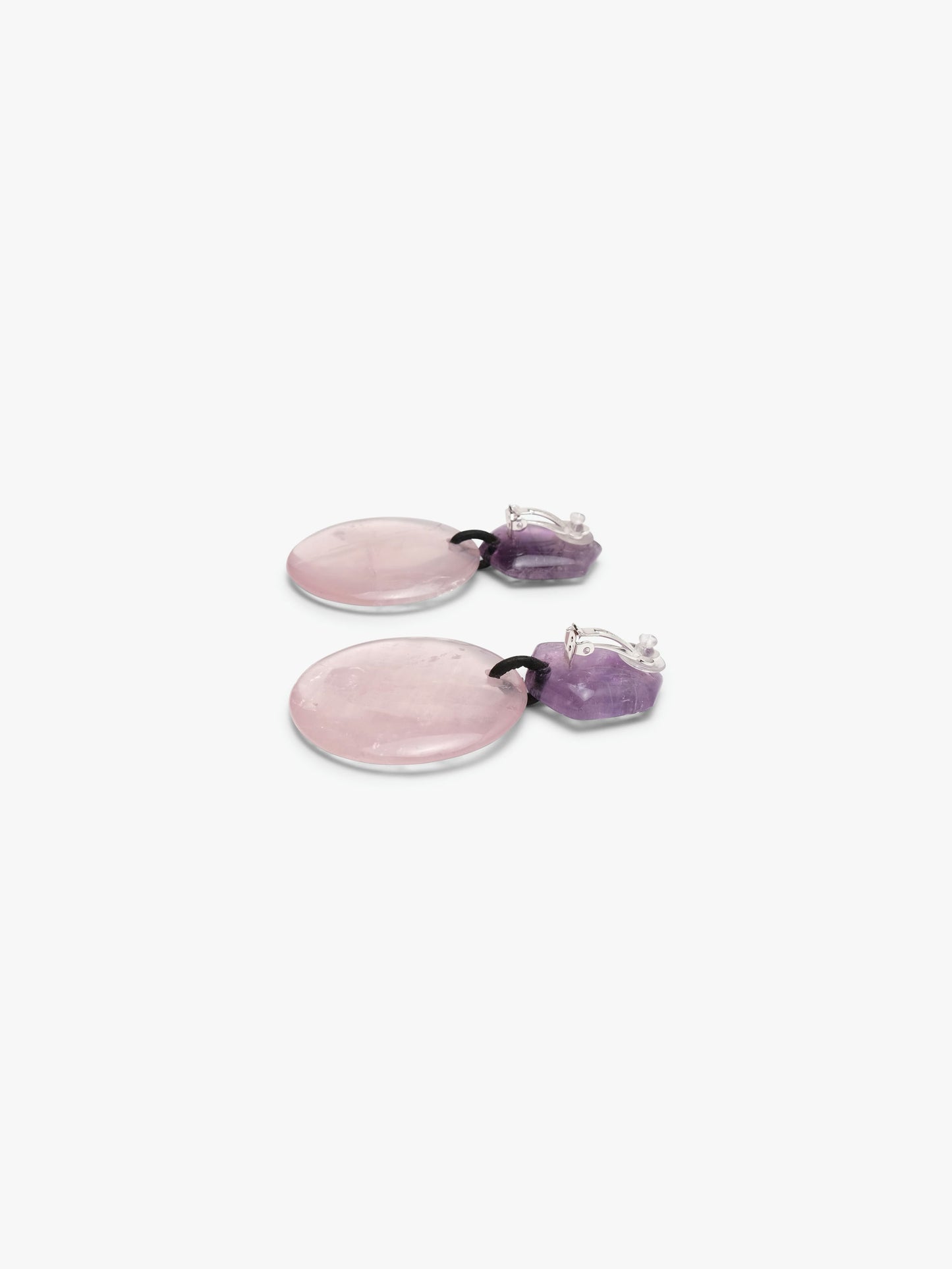 Earring: rose quartz, amethyst