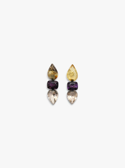 Earrings: amethyst, amber, citrine