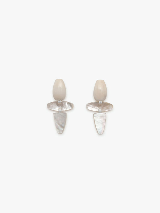 Earring: mother of pearl, bone