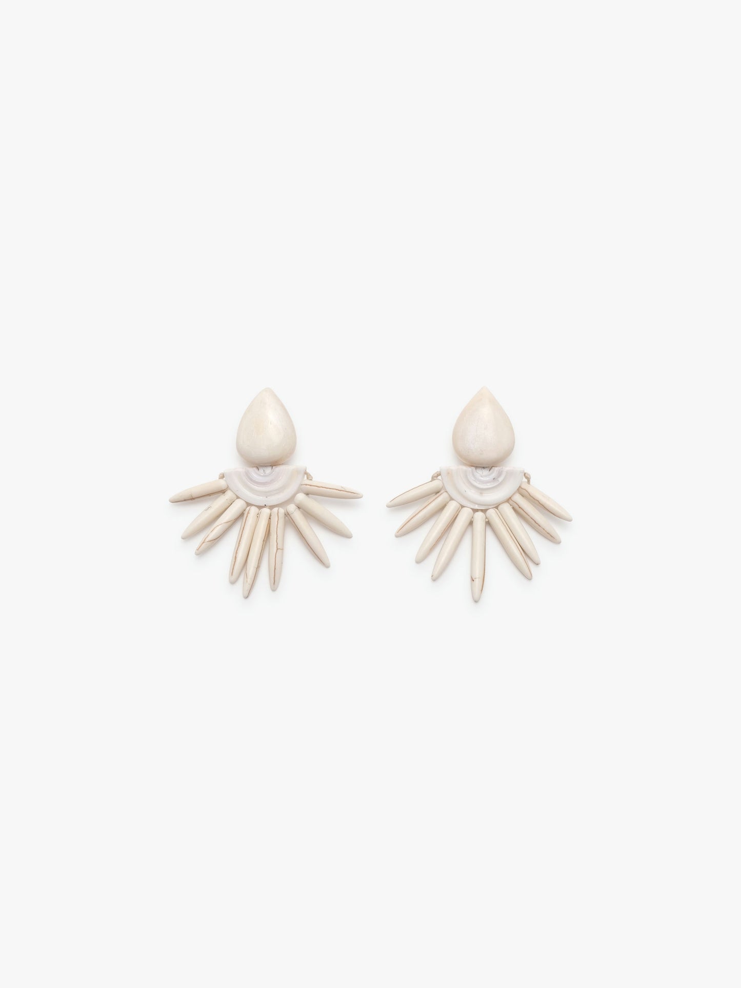 Earrings: bone, cone shell