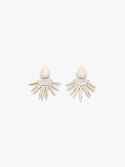 Earrings: bone, cone shell