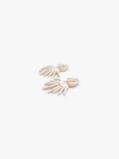 Earrings: bone, cone shell