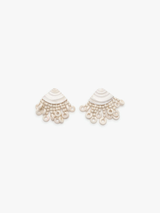 Earrings: bone, cone shell