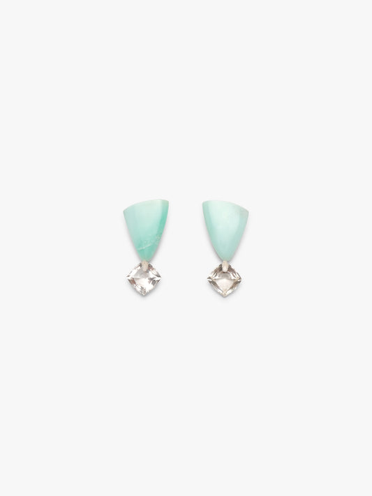 Earrings: chrysoprase, mountain crystal