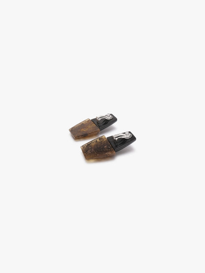 Earrings: amber, horn