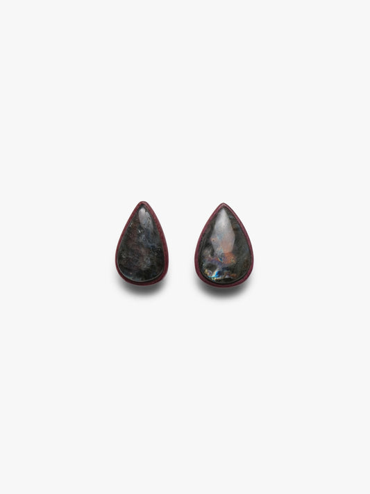 Earring: amaranth wood, labradorite