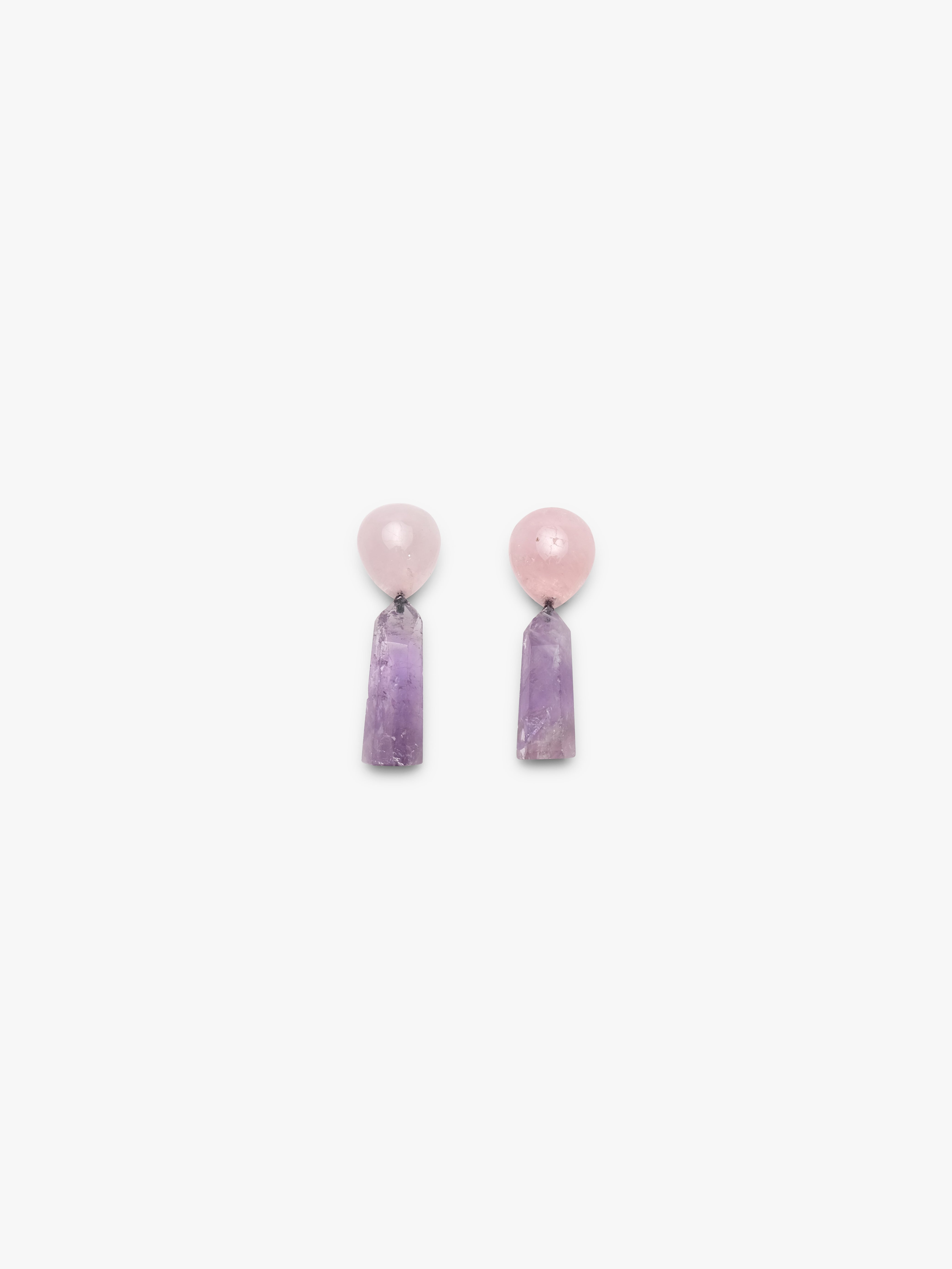Earrings: amethyst, rosequartz