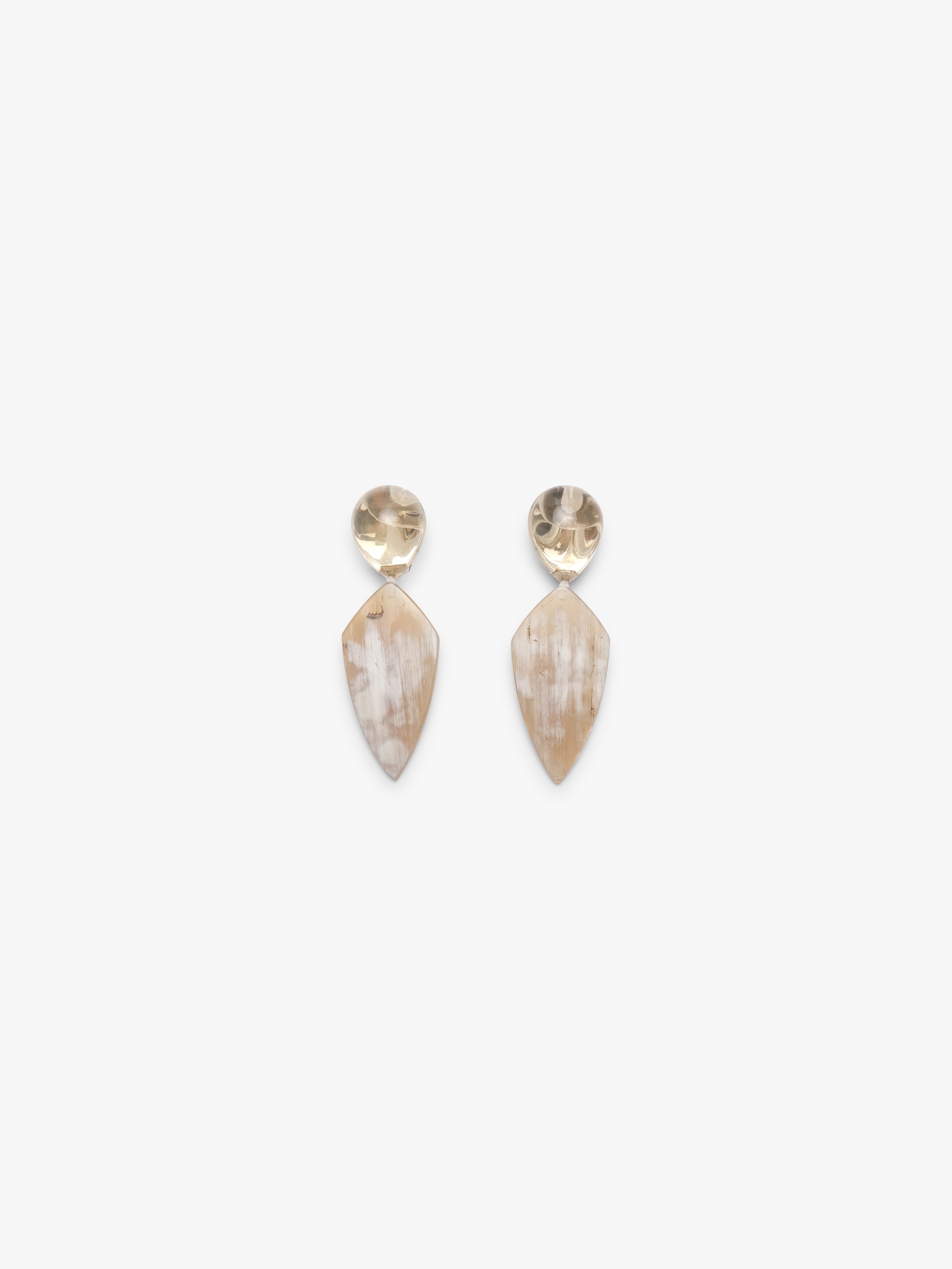 Earrings: lemon quartz, horn