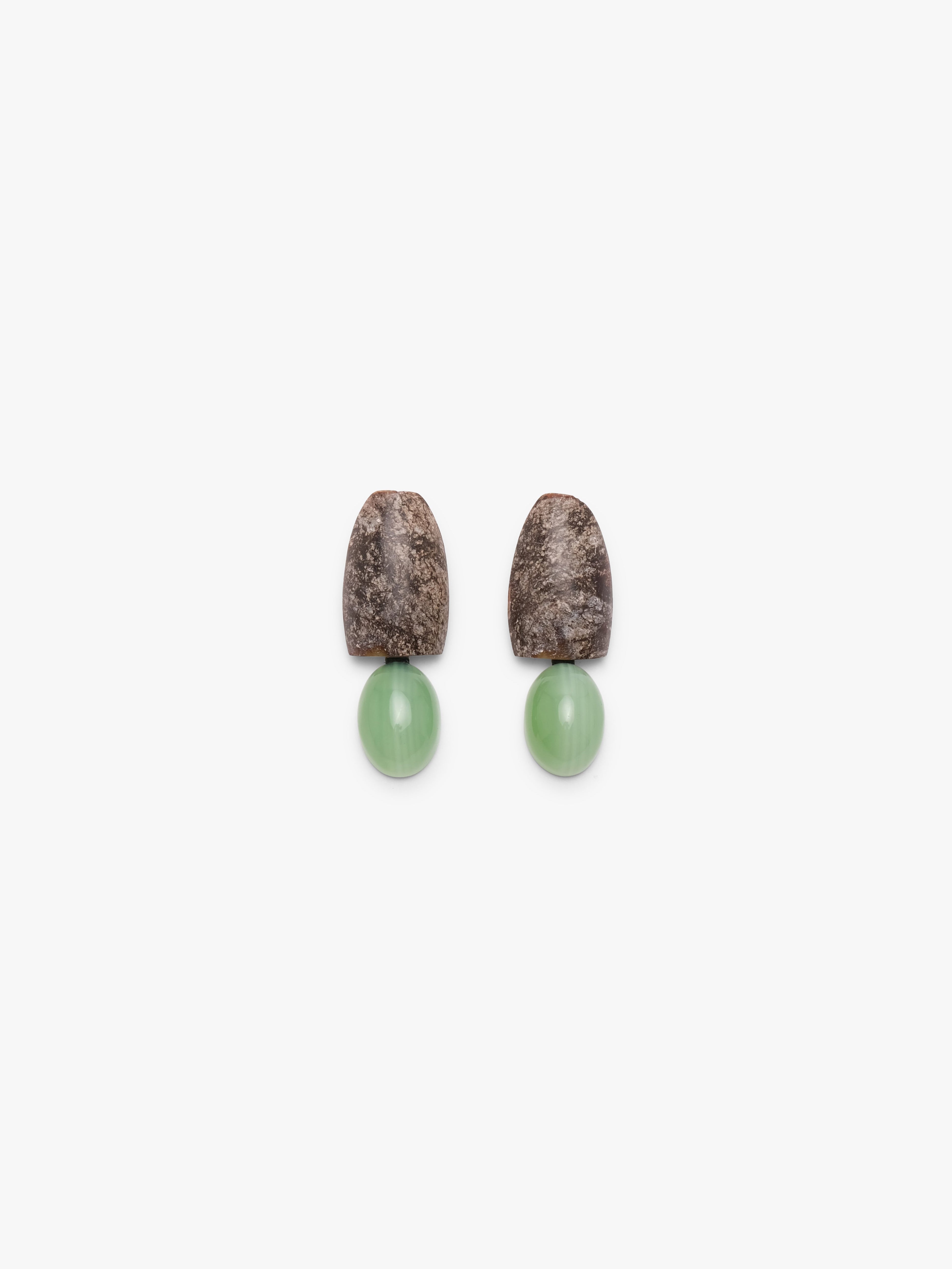 Earrings: jade, agate