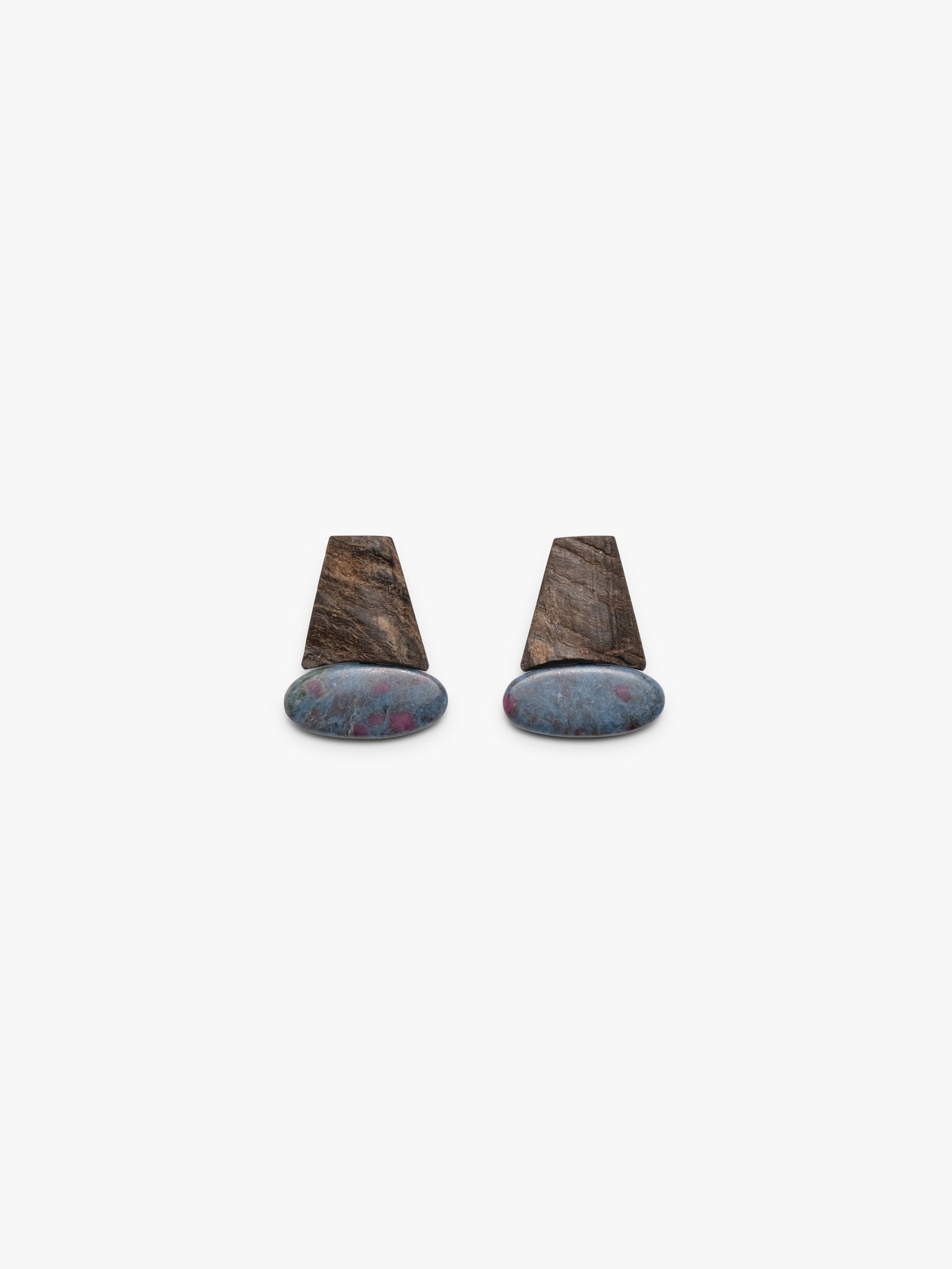 Earrings: horn, ruby in kyanite