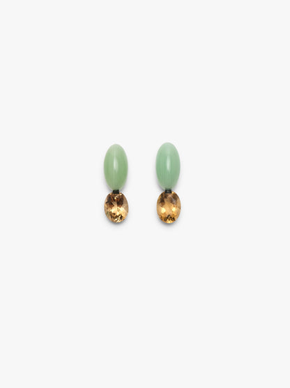 Earrings: calcite, citrine