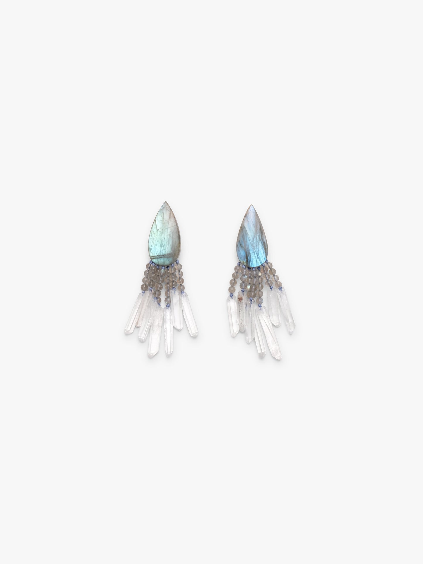 Earrings: labradorite, mountain crystal