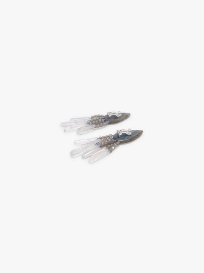 Earrings: labradorite, mountain crystal