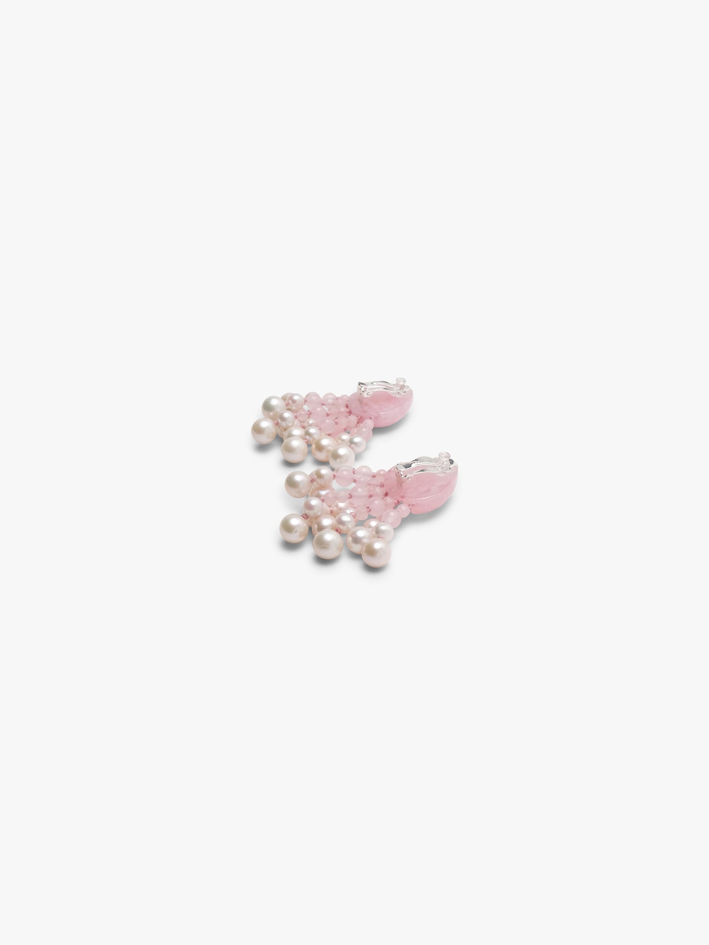 Earrings: rosequartz, freshwater pearls