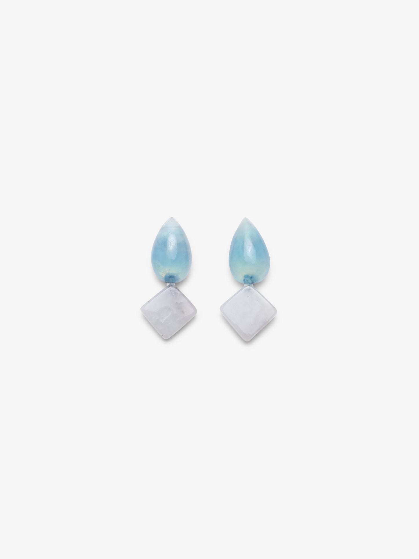 Earrings: aquamarine, dendritic opal