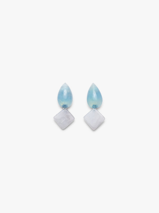 Earrings: aquamarine, dendritic opal