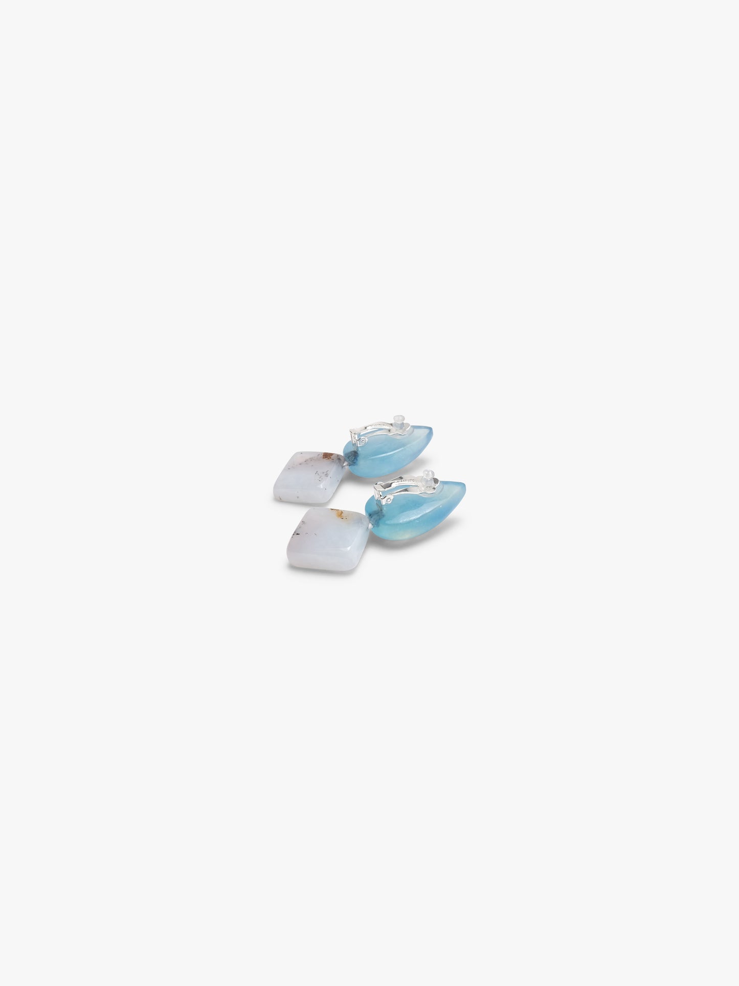Earrings: aquamarine, dendritic opal