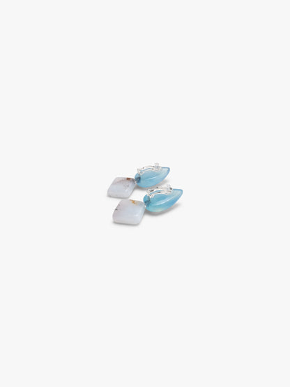 Earrings: aquamarine, dendritic opal