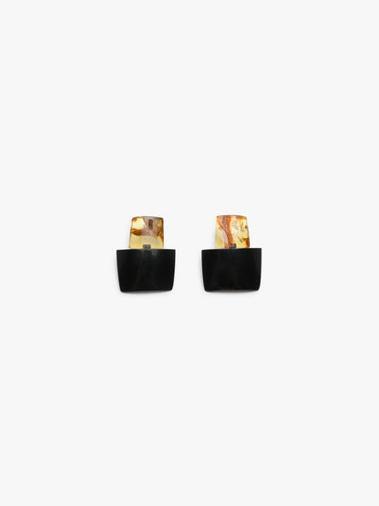 Earrings: amber, horn