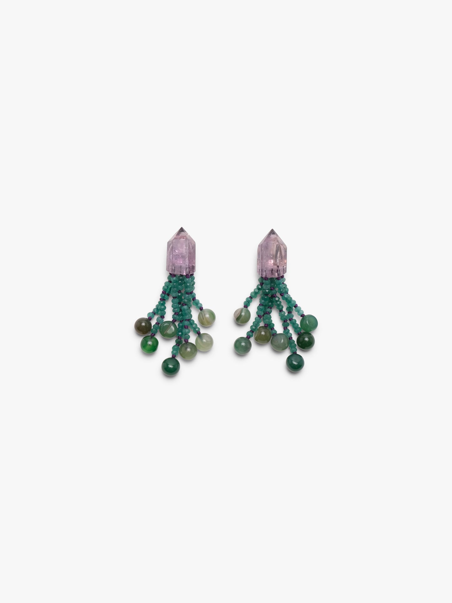 Earrings: amethyst, aventurine, agate