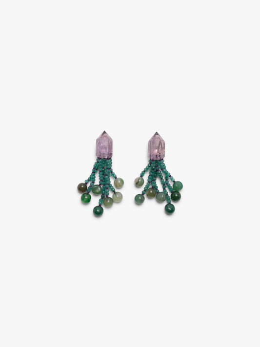 Earrings: amethyst, aventurine, agate
