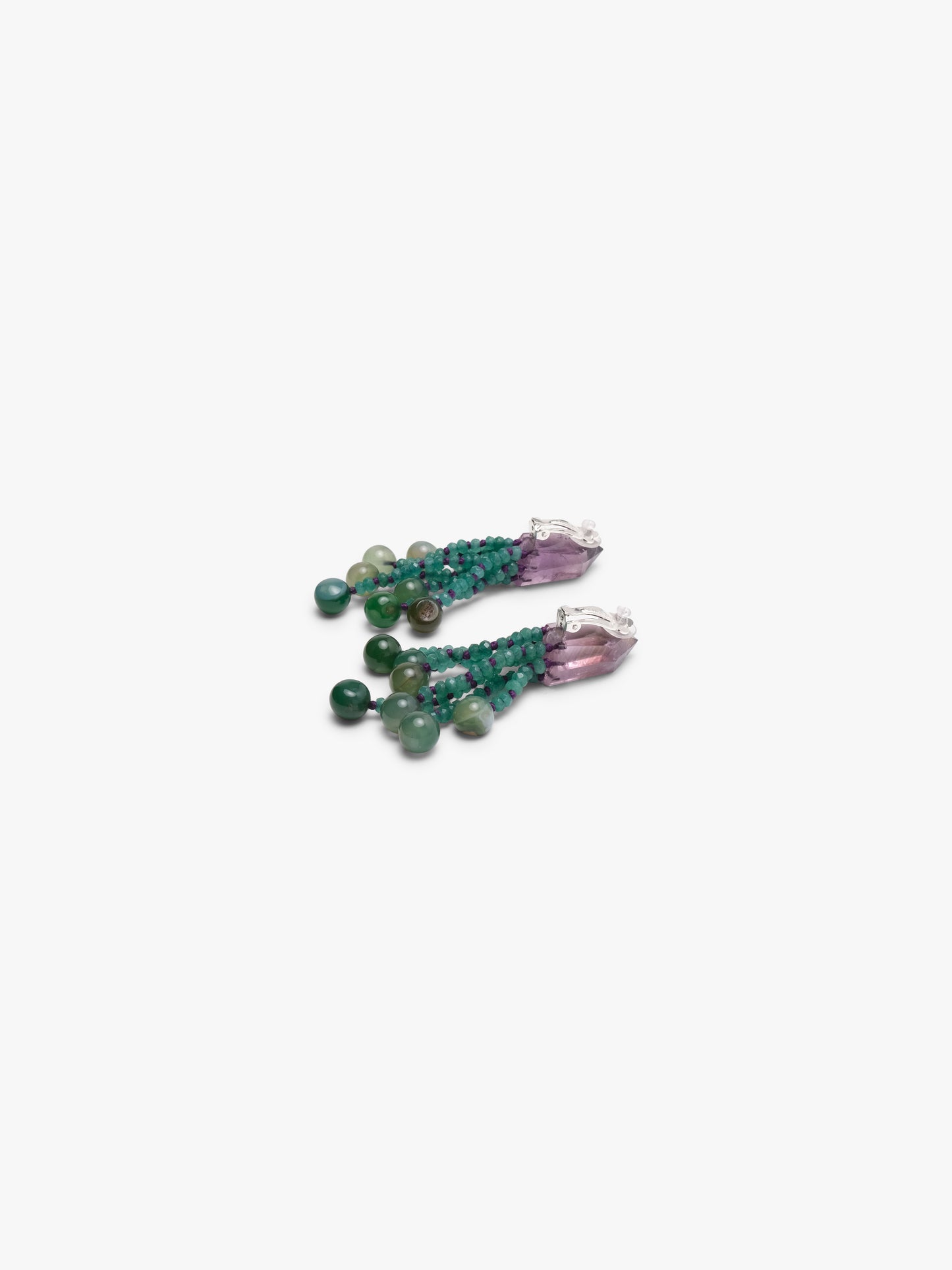 Earrings: amethyst, aventurine, agate