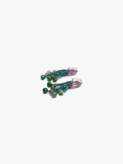 Earrings: amethyst, aventurine, agate