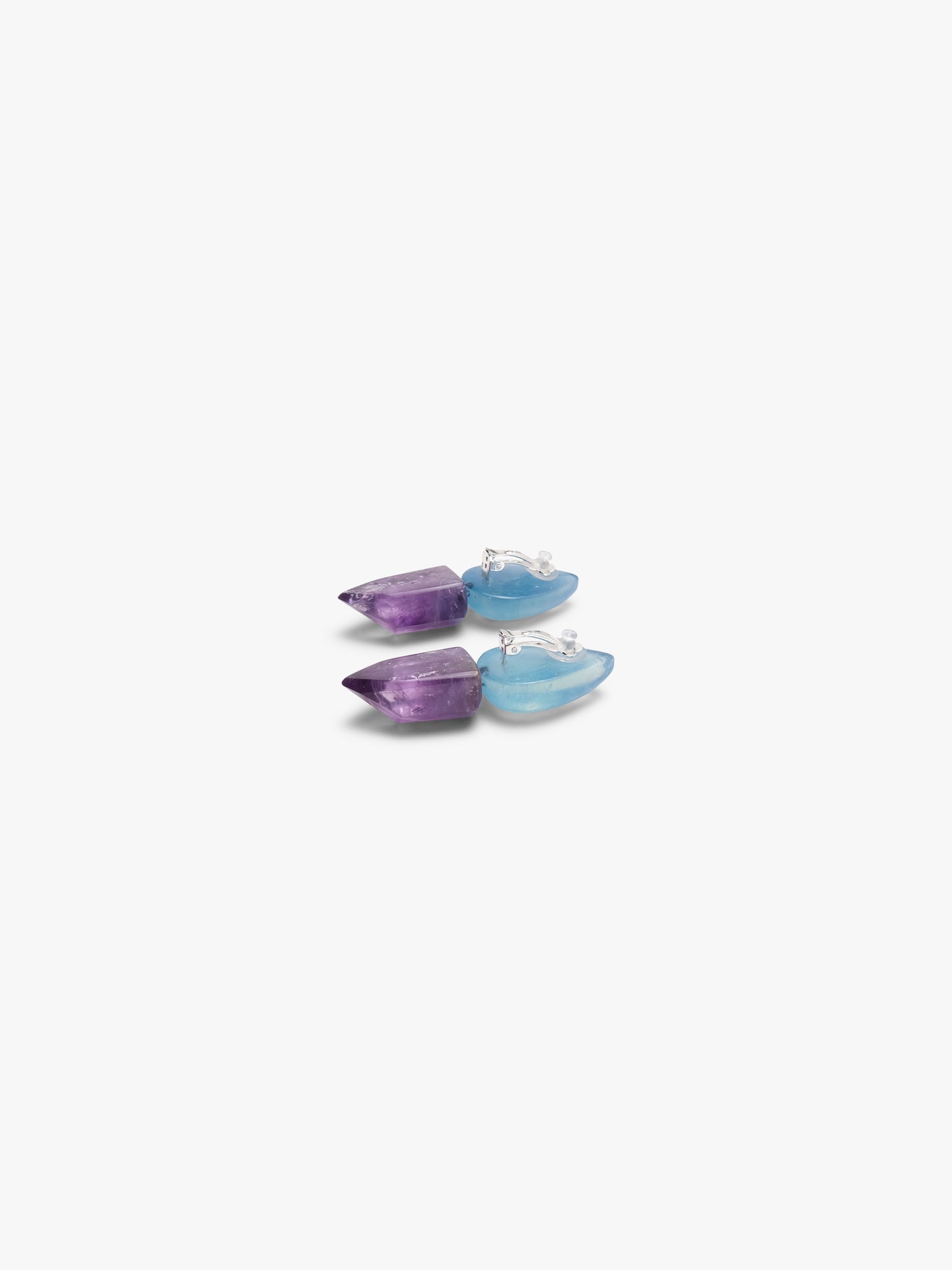 Earrings: aquamarine, amethyst