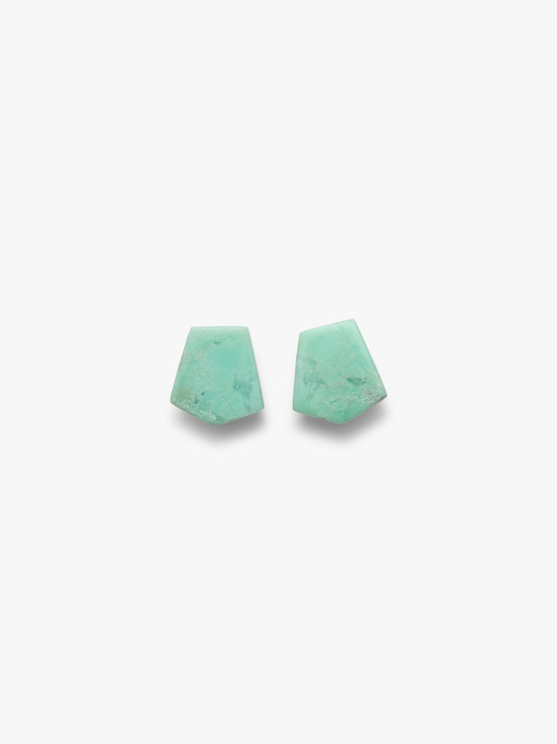 Green earrings made of chrysoprase and bog oak