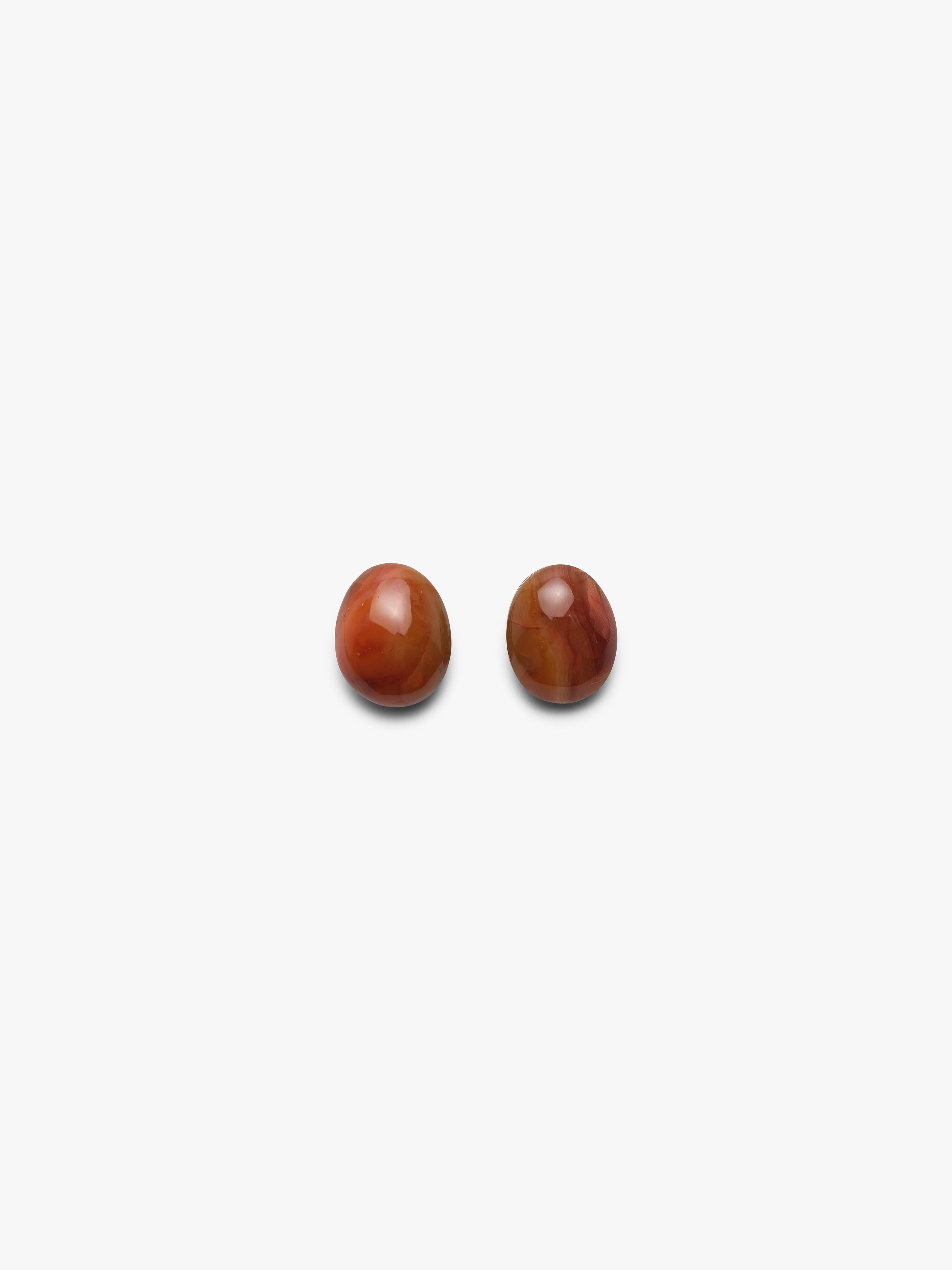 Earrings: carnelian, walnut
