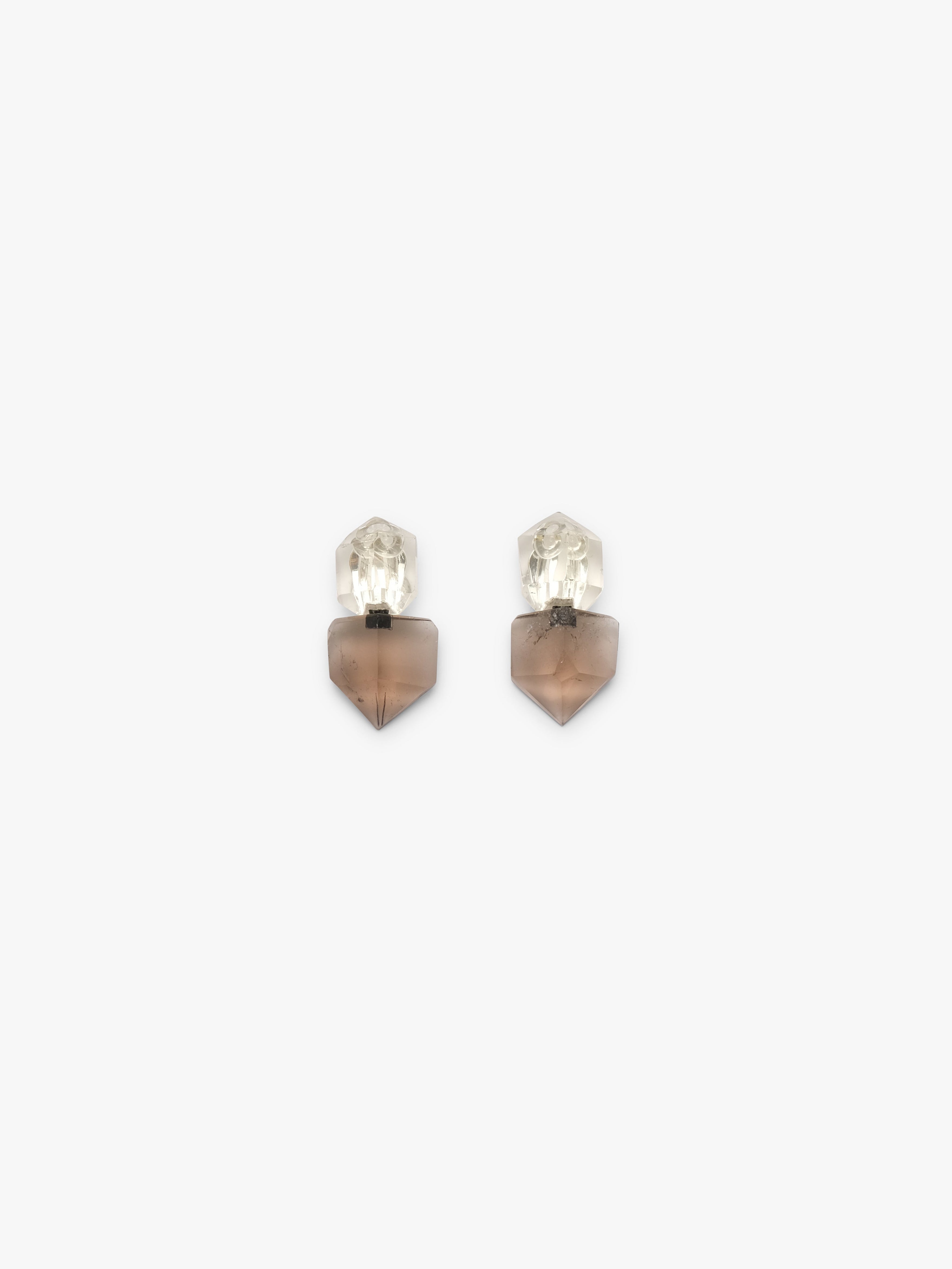 Earrings: citrine, smoky quartz