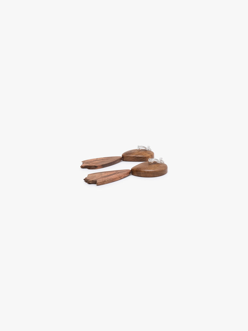 Earrings: ammonite, briar root